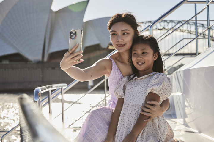 a mother and daughter on a Mother's Day cruise on Sydney Harbour